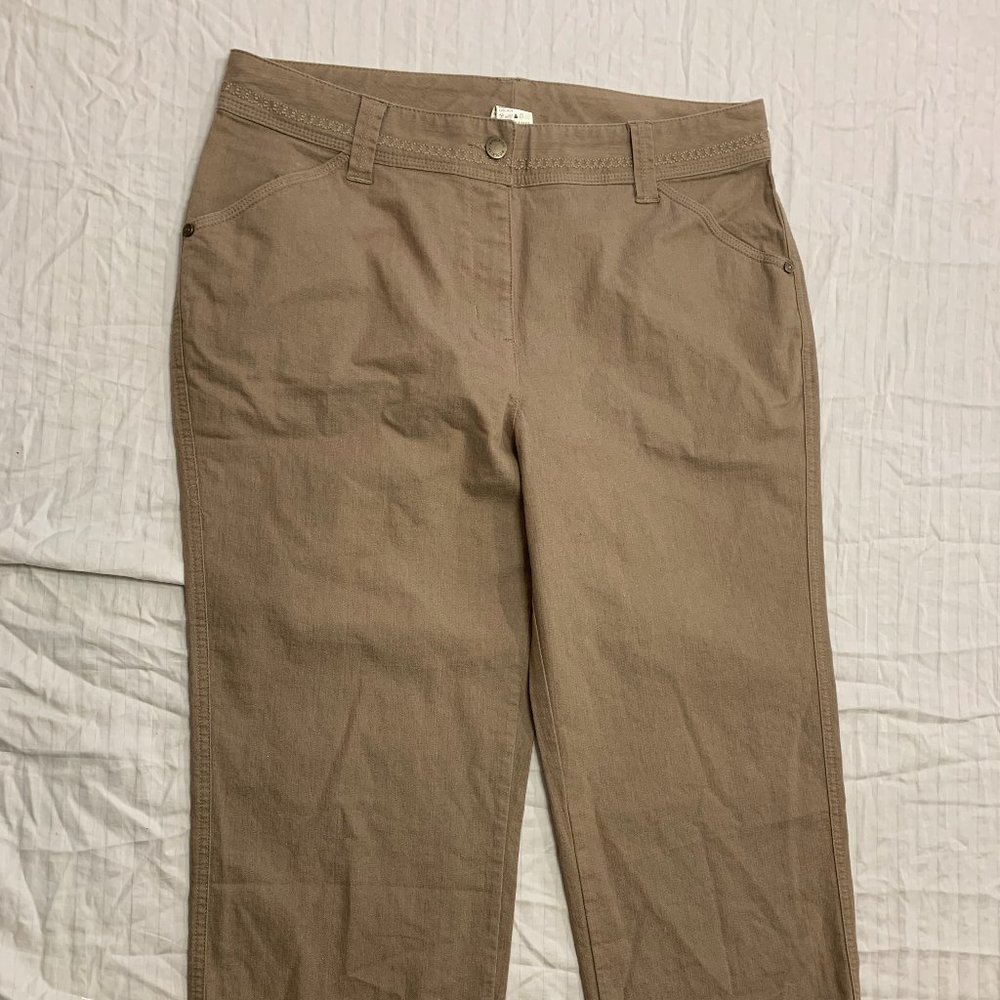 🦚🦚🦚 WOOLRICH WOMENS JEANS CAPRIS PANTS SIZE 12 DARK KHAKI 🦚🦚🦚